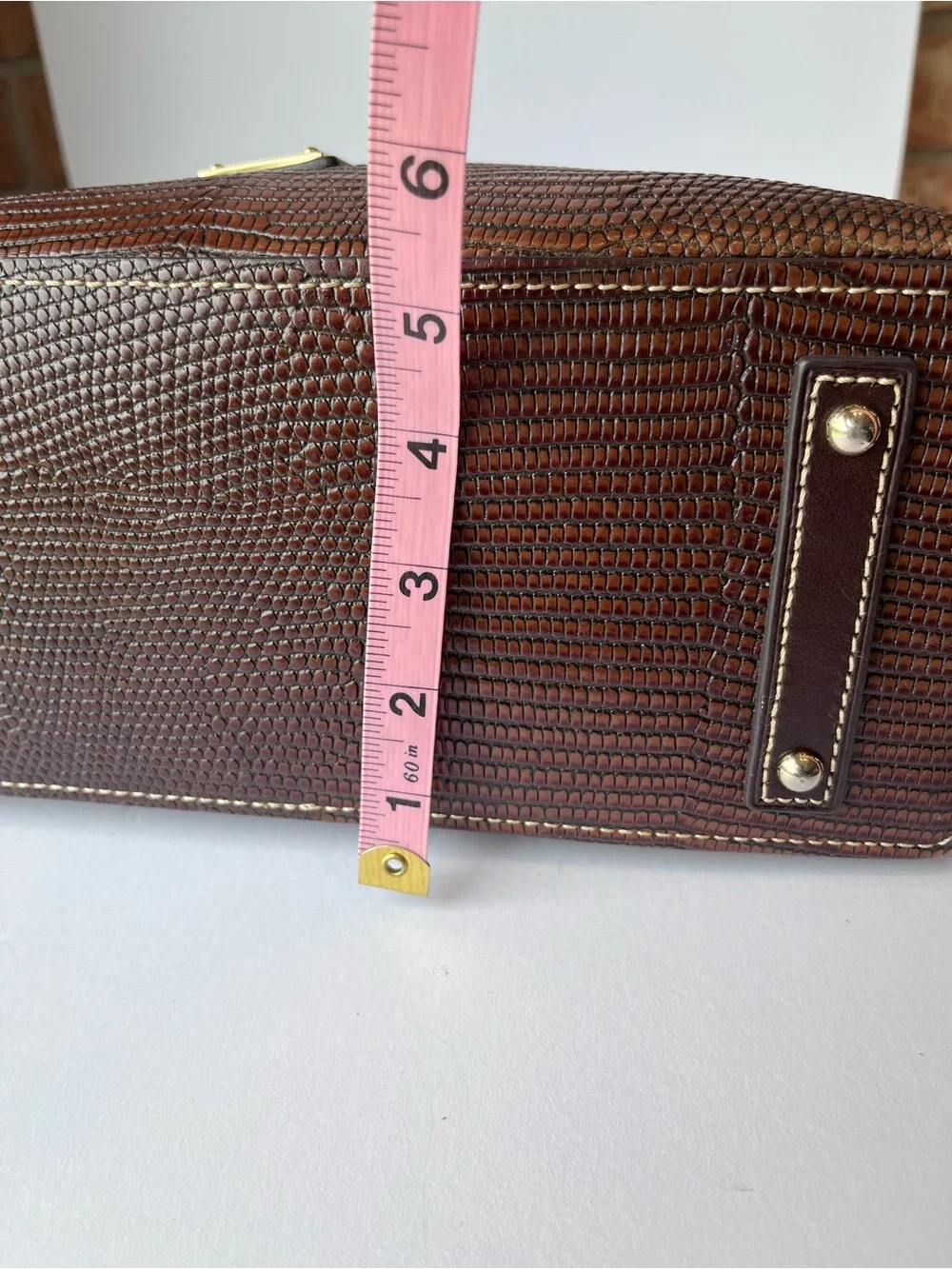 Dooney & Bourke Embossed Lizard Brown Leather Hobo Shoulder Bag